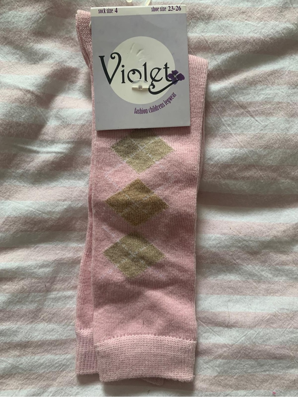 Pink Girls' Argyle Knee-High Socks